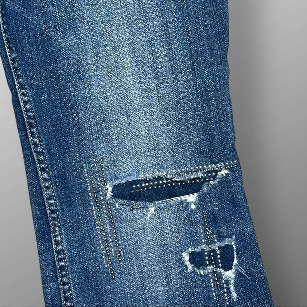 Shyanne Women's Blue Distressed Boot Cut Jeans - Picture 5 of 11
